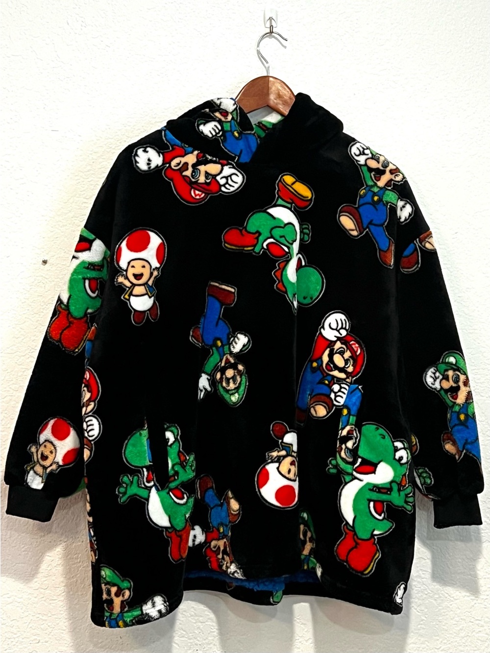 Nintendo Super Mario Multicolor Hooded Pull Over- Kids -One Size.